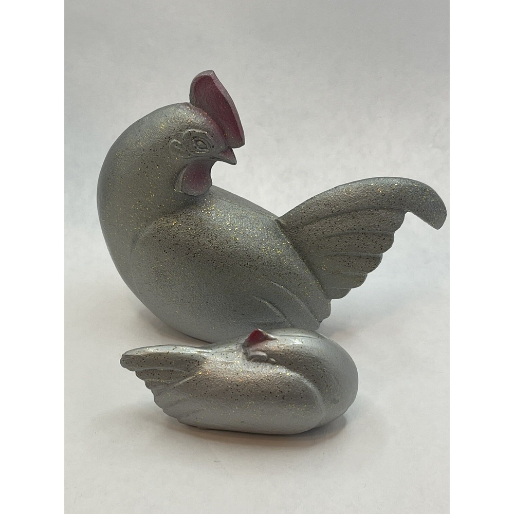 Modernist ART‎ Metal - ROOSTER & CHICKEN SCULPTURES ~~ SIGNED ~~